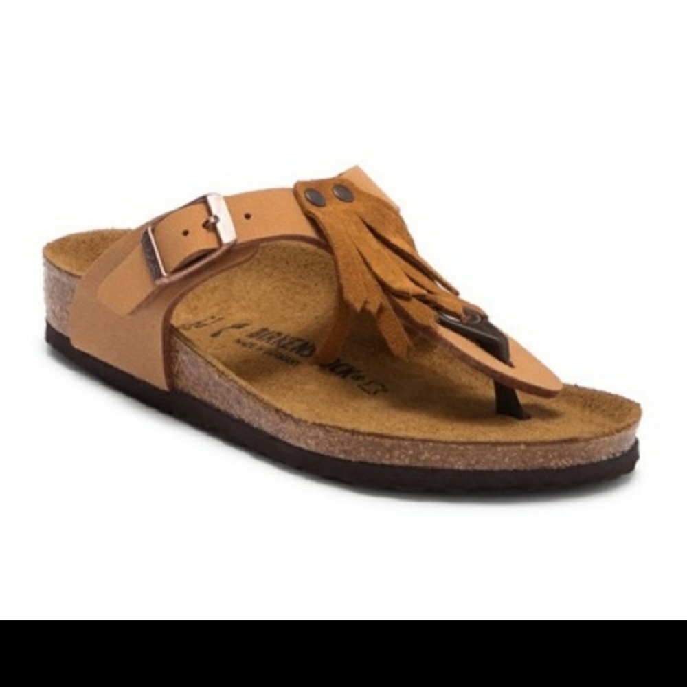 Iso birkenstock giezh fringe brown size 34 or 35